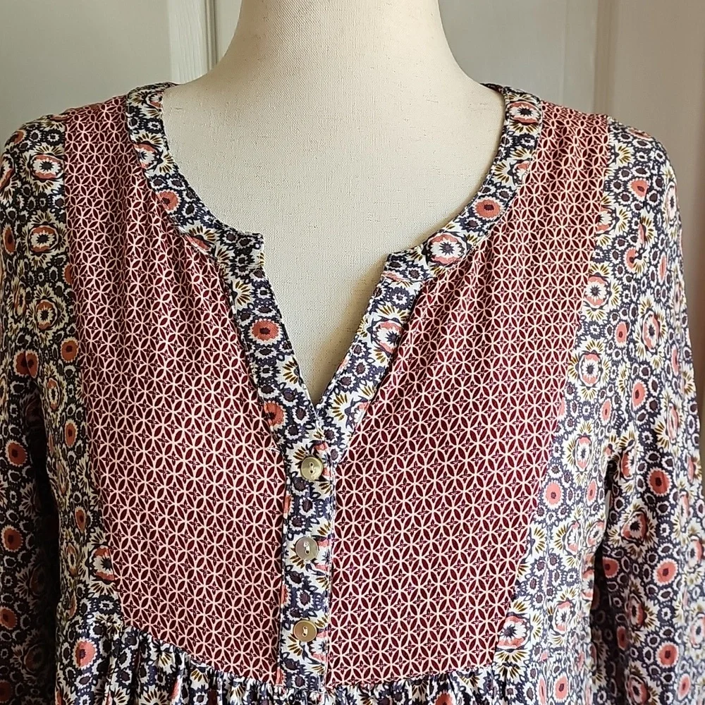 Easel Bohemian Mixed Print Top - Picture 3 of 5